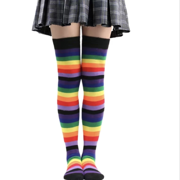 Accessories - 🌈 Thigh-High Striped  Red, Black, Purple toe & heel colors